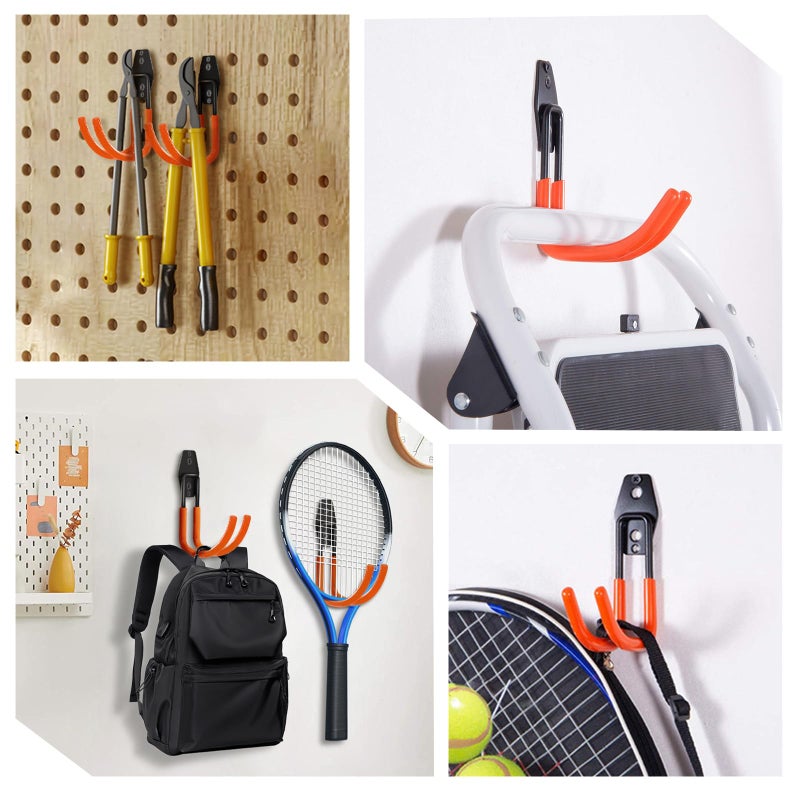 GeeWatom Garage Storage Utility Hooksï¼ŒGarage Garden Tool Organizerï¼ŒSteel Wall Mount Hooks, Large Garden U Hooks ï¼ˆ2 Packï¼‰ (Type-2-Orange) - Image 4
